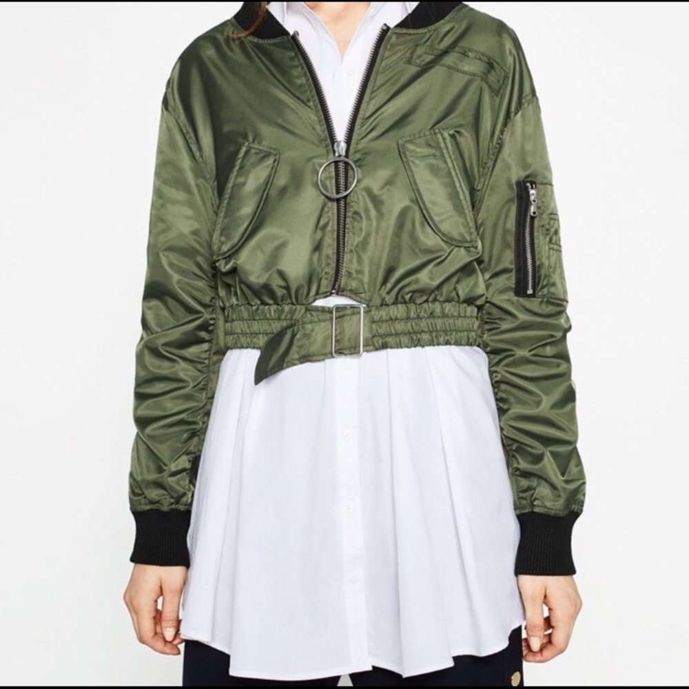 Women’s Zara cropped bomber jacket